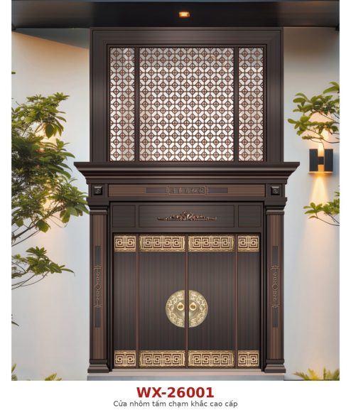 Cửa nhôm tấm trạm khắc cao cấp WX-26001