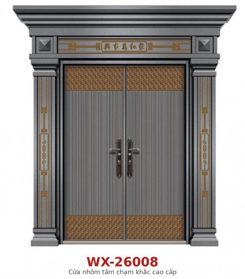 Cửa nhôm tấm trạm khắc cao cấp WX-26008